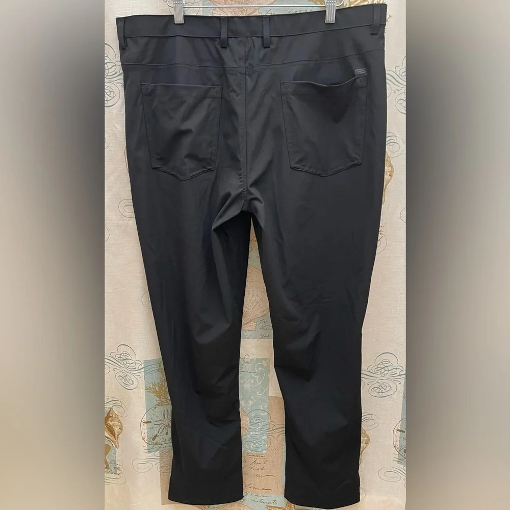 New Chaps Mens 38/32 Solid black dress pants pockets zip Semi Formal Stretch Big
